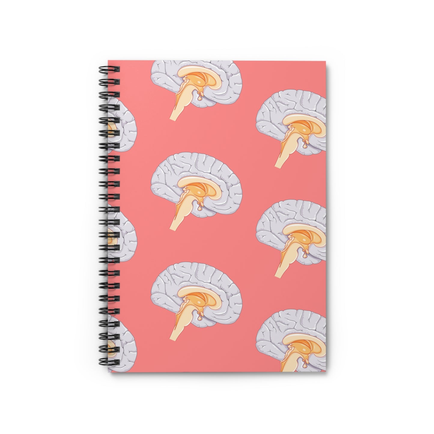 Spiral Notebook - Cute Brain Patterns - Ruled Line