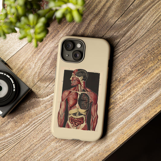 Iphone 15 phone case - Anatomical Human Body Design, Vintage Style