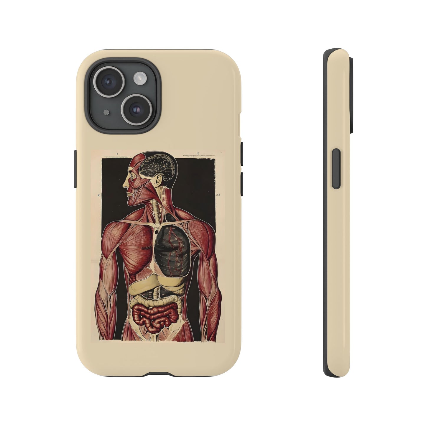 Iphone 15 phone case - Anatomical Human Body Design, Vintage Style