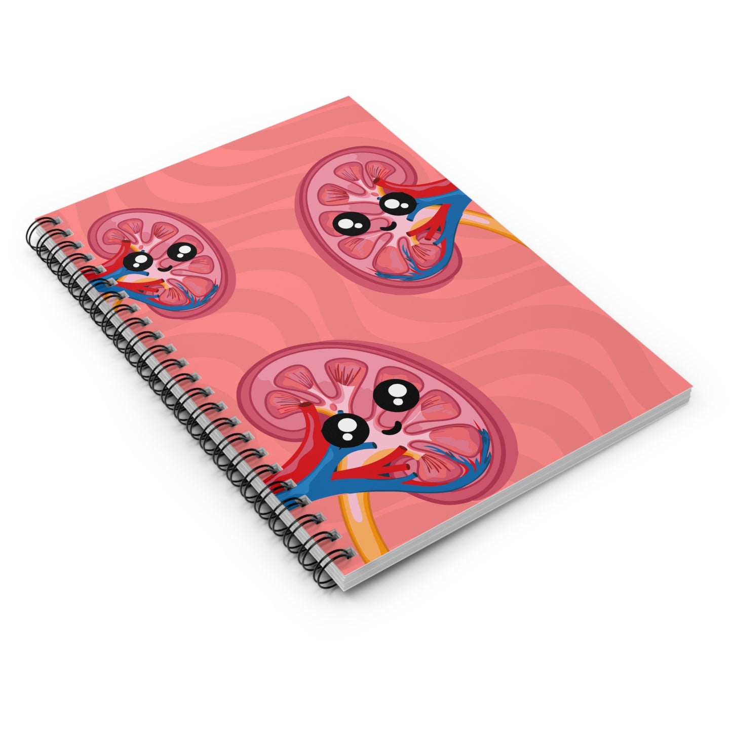 Kidneys Cartoon Illustration - Ruled Line Spiral Notebook