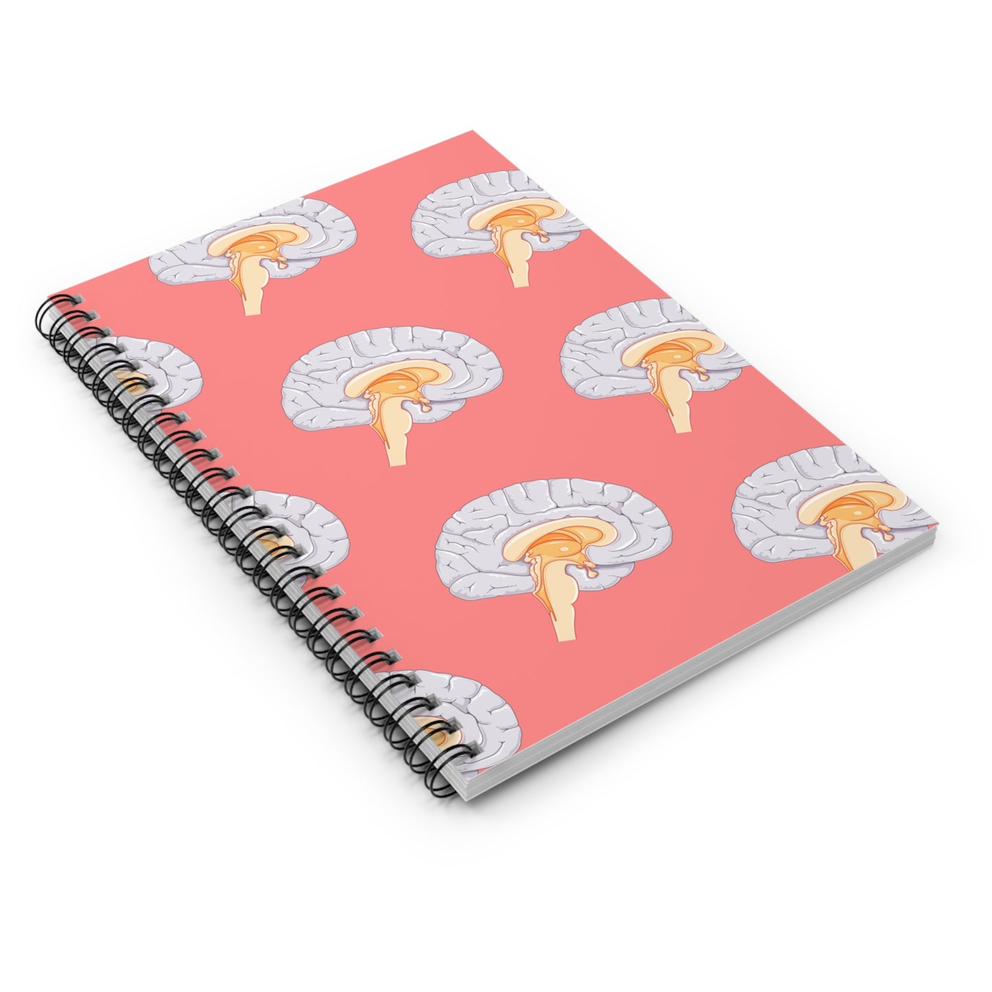 Spiral Notebook - Cute Brain Patterns - Ruled Line