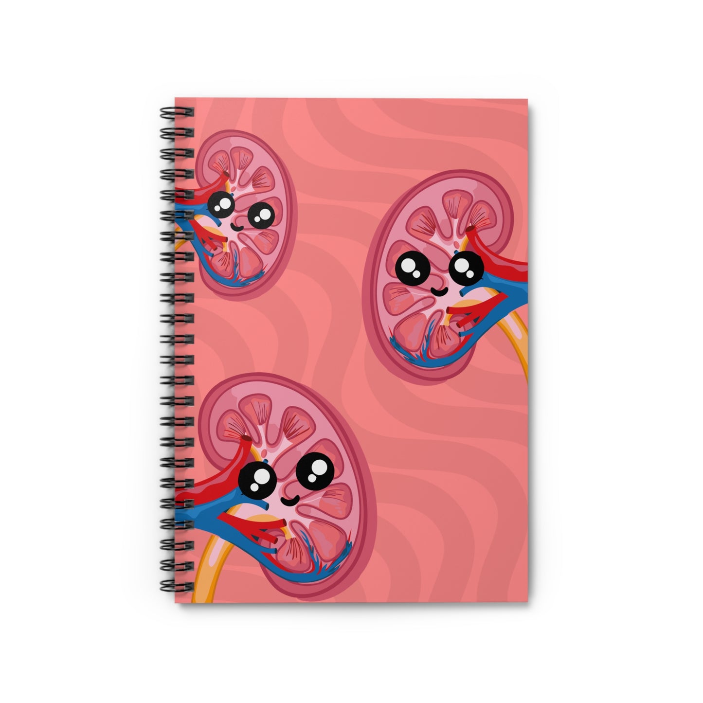 Kidneys Cartoon Illustration - Ruled Line Spiral Notebook