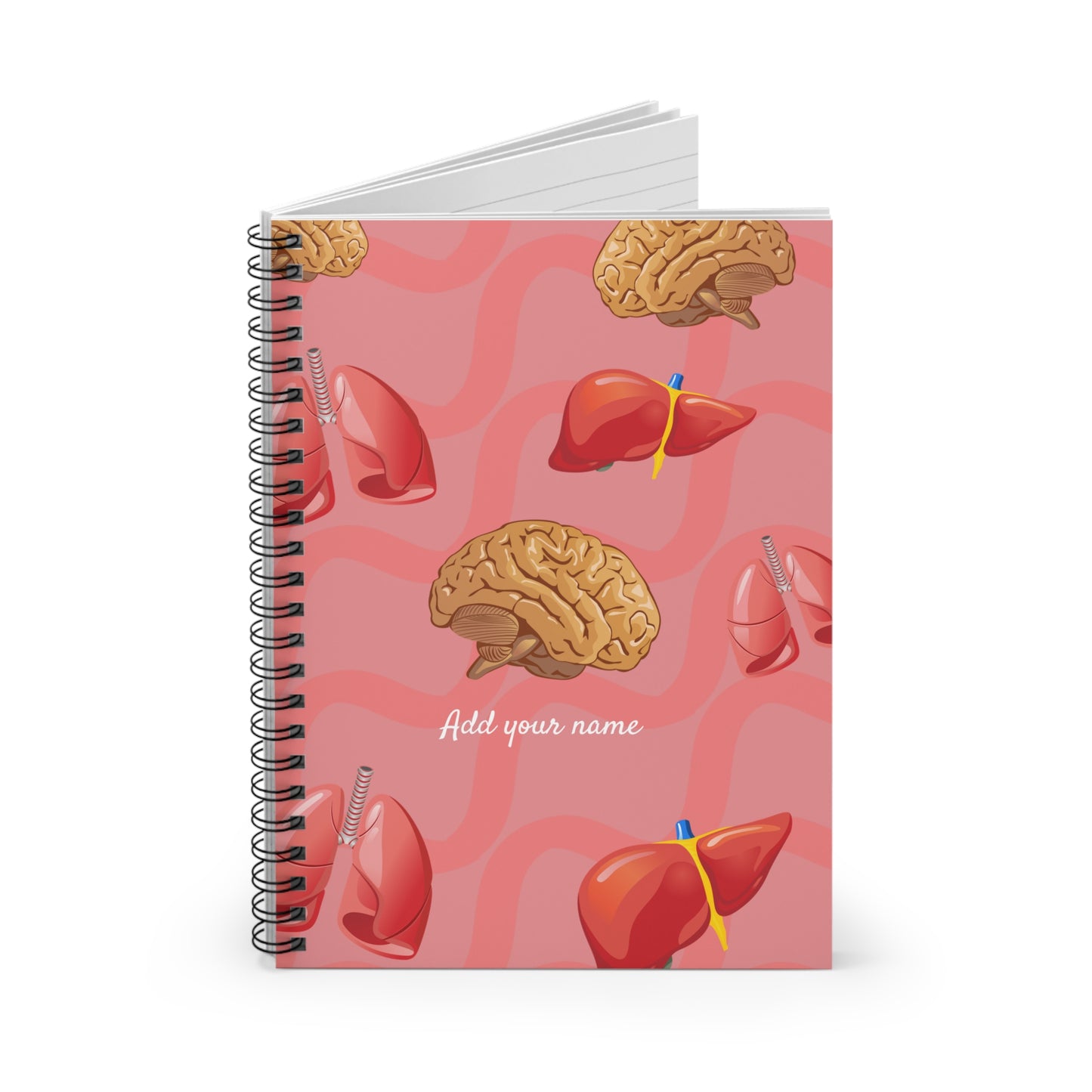 Cute Spiral Notebook with Human Body Organ Illustrations – 6" x 8"