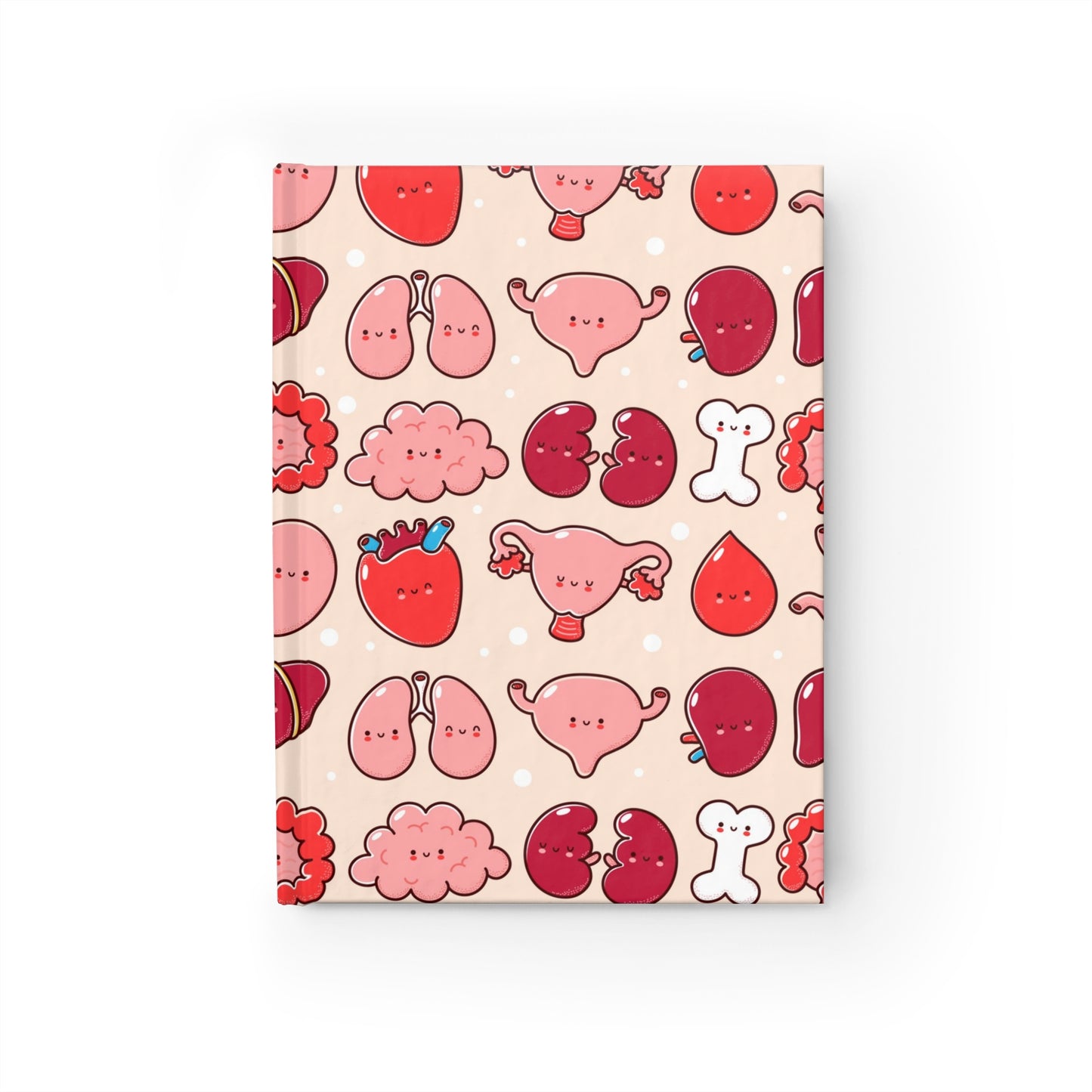 Cute journal with cartoon organ illustrations.