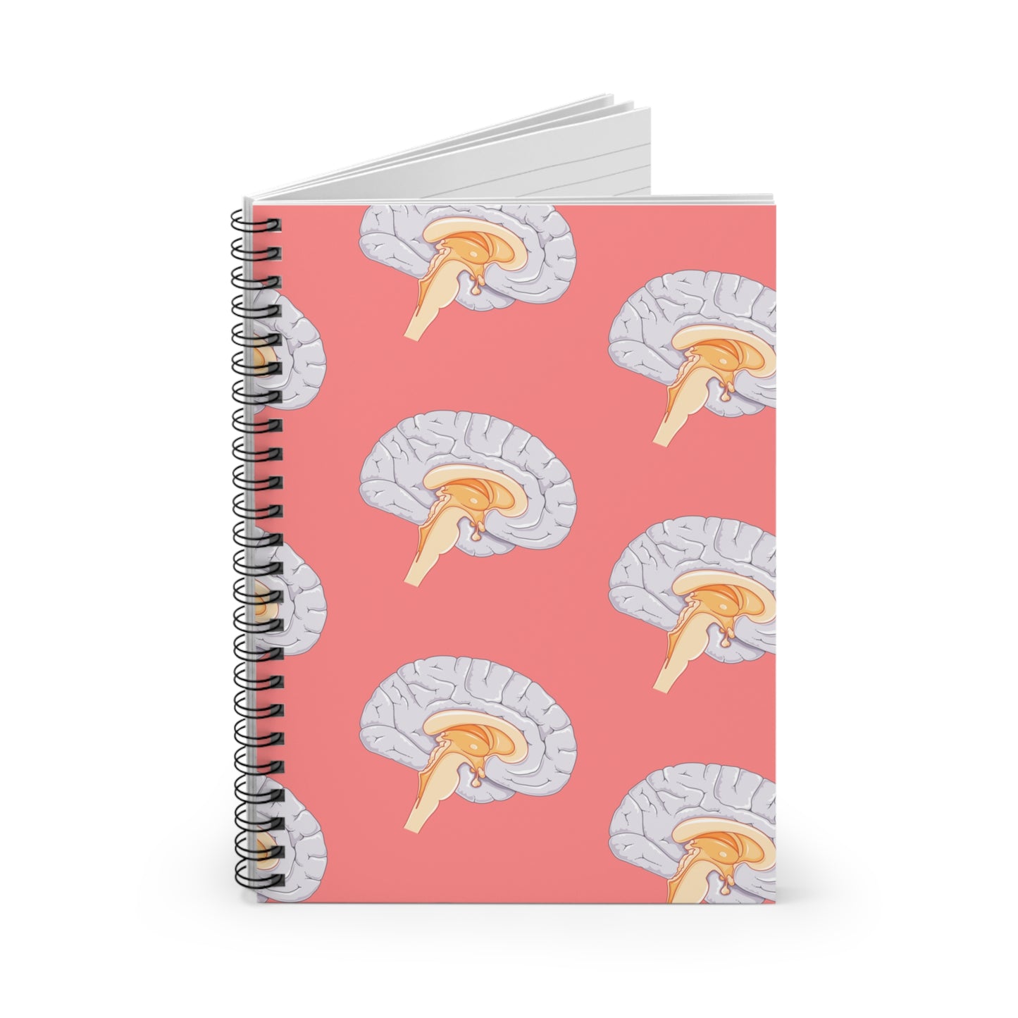 Spiral Notebook - Cute Brain Patterns - Ruled Line