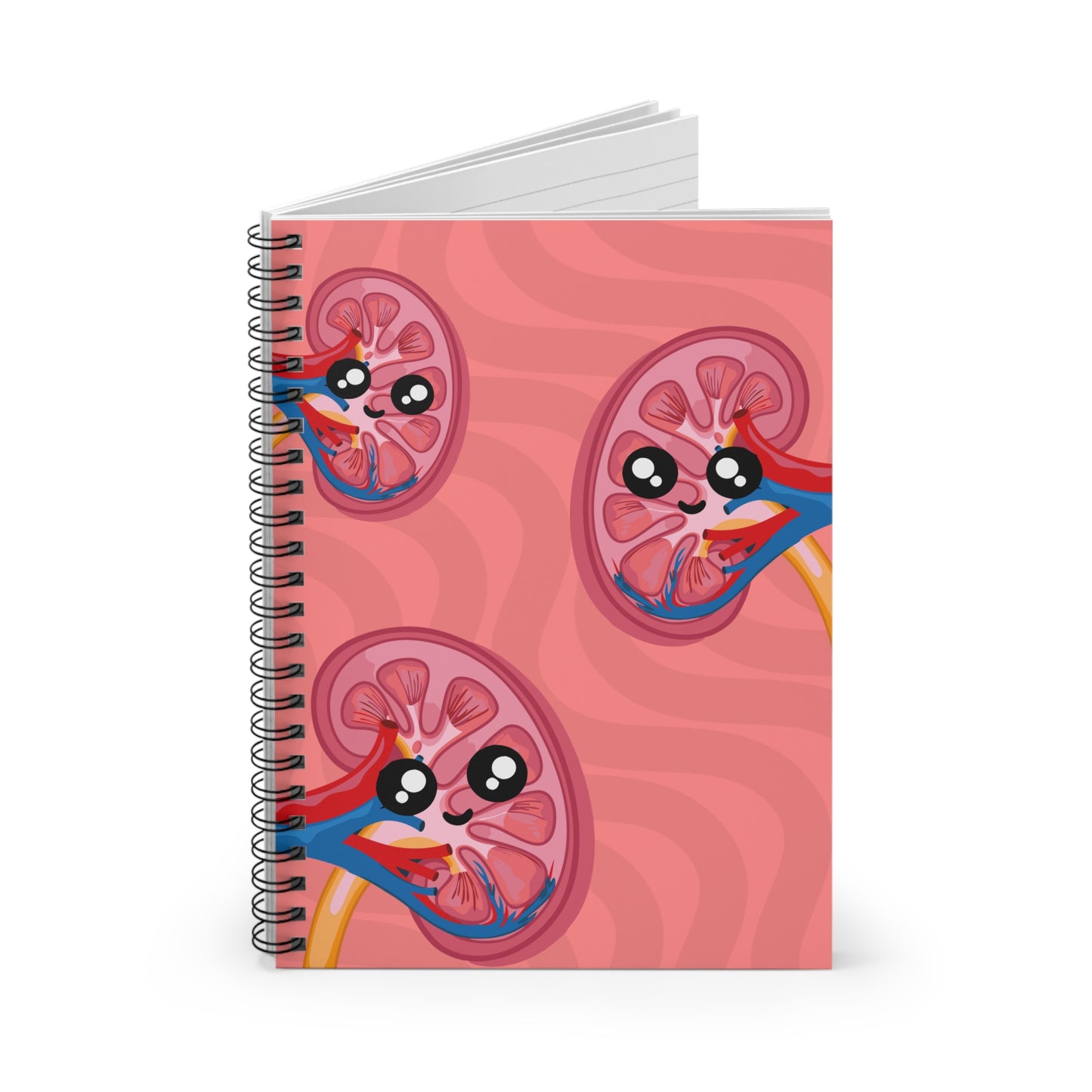 Kidneys Cartoon Illustration - Ruled Line Spiral Notebook