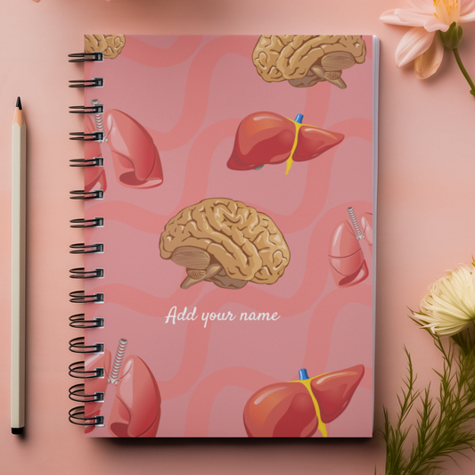 Cute Spiral Notebook with Human Body Organ Illustrations – 6" x 8"