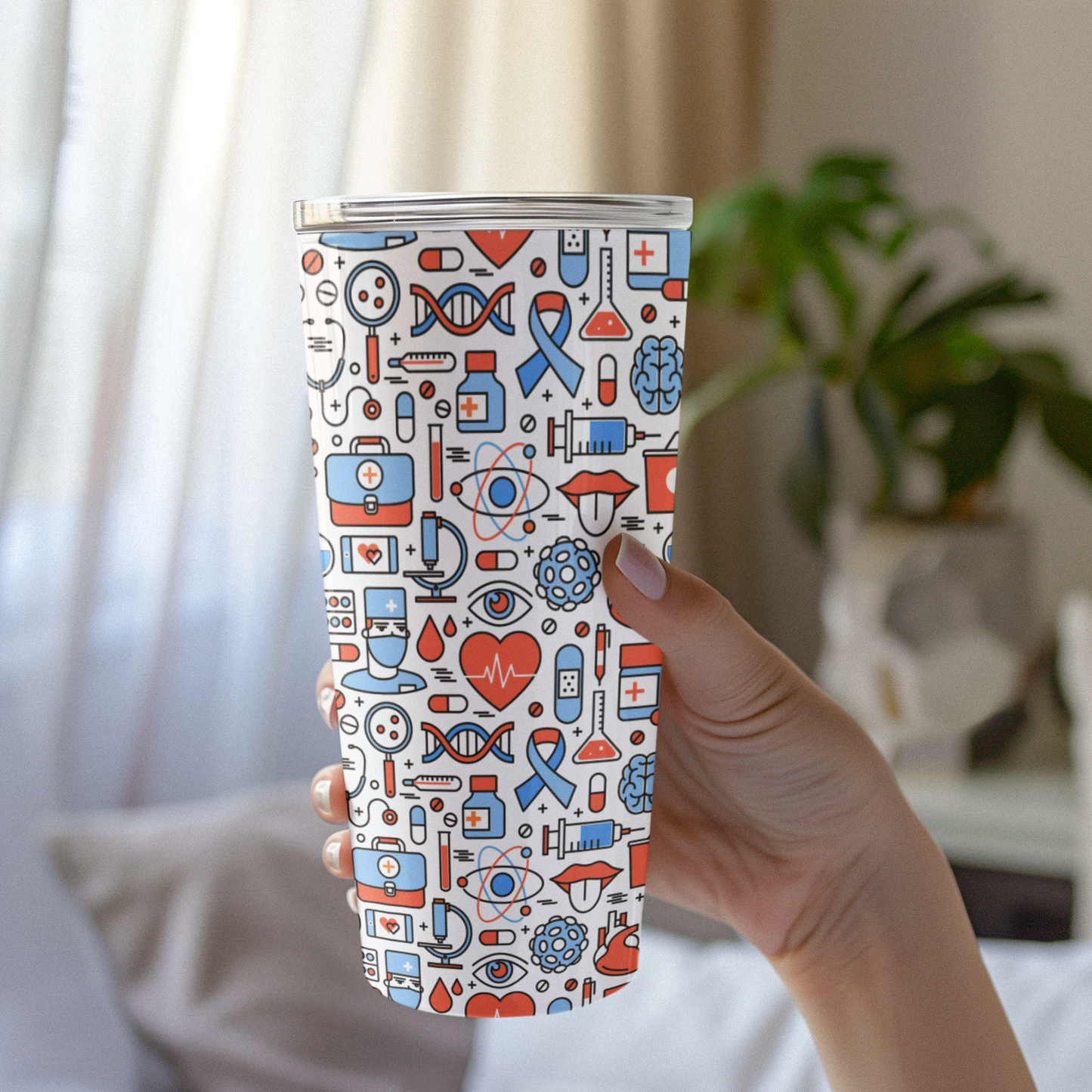 Tumbler with Healthcare Illustrations - 20oz