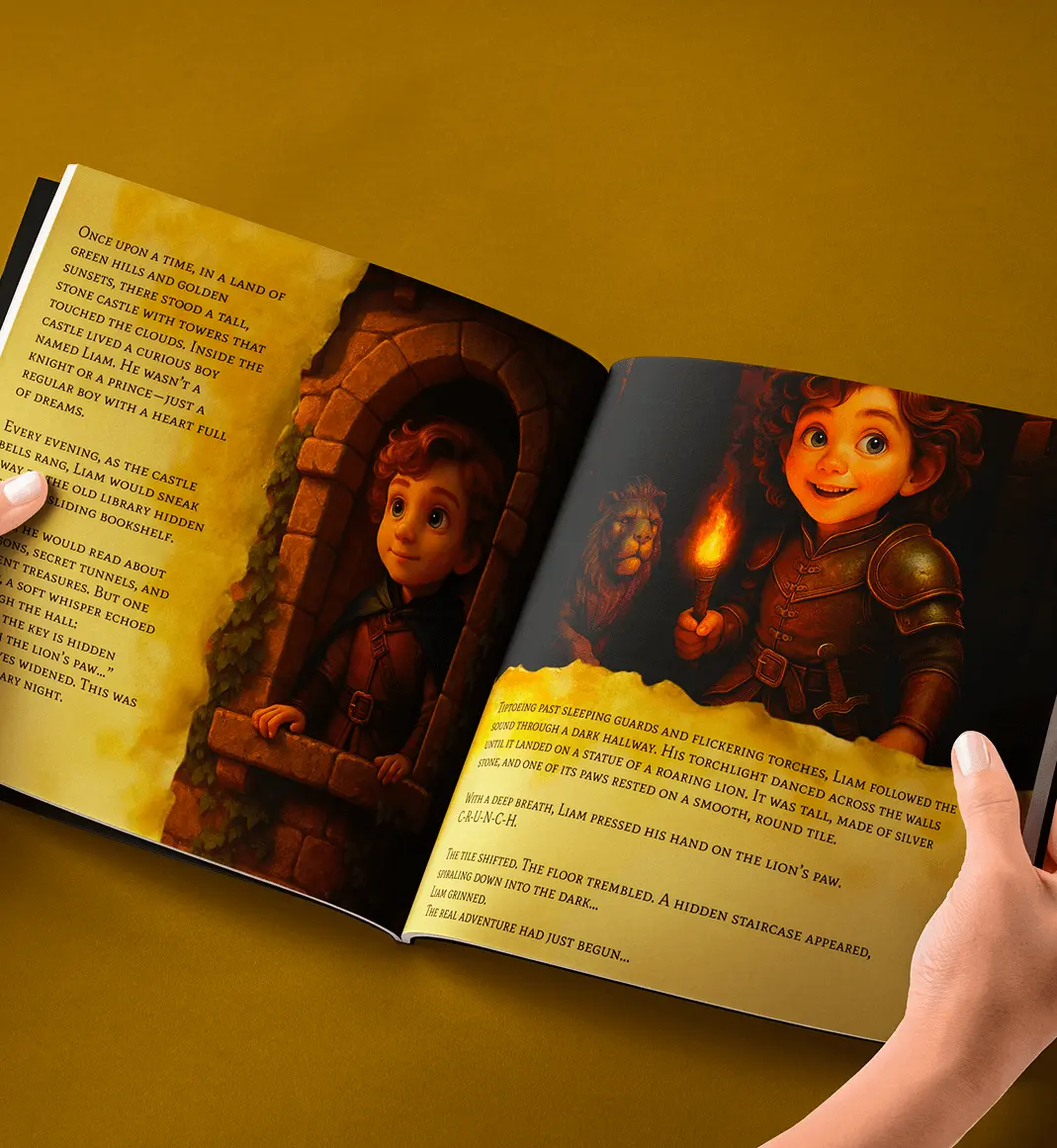 A children storybook opened with a medieval story inside